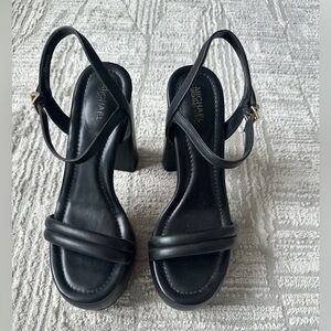 Michael Kors Black Leather Slingback Block Heels